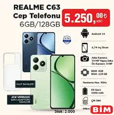 REALME C63 CEP TELEFONU 6GB/128GB